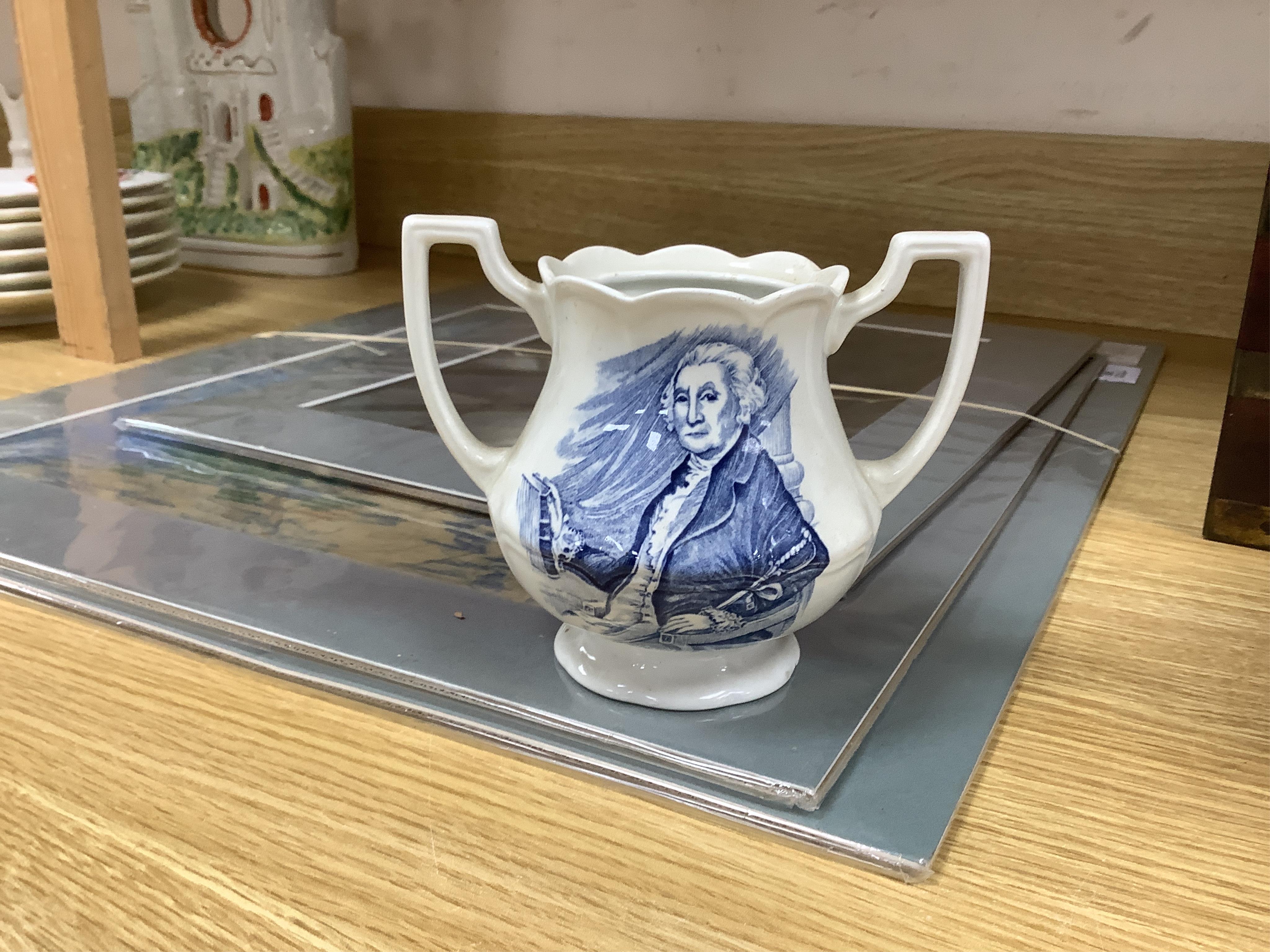 Eleven early to mid 19th century jugs, mugs and plates, all with transfer printed commemorative themes including Gladstone as Prime Minister, Queen Victoria‘s 1887 Jubilee, the Bidston Lighthouse Signals, Lord John Russe